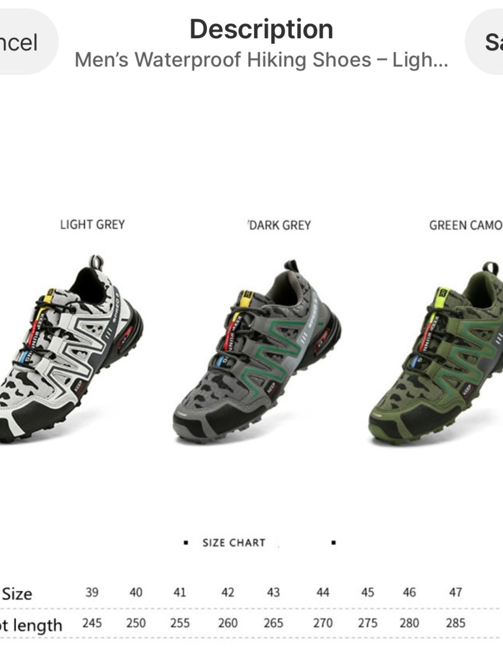 Men’s waterproof hiking shoes- lightweight, non slip grip for trekking - Picture 3 of 6
